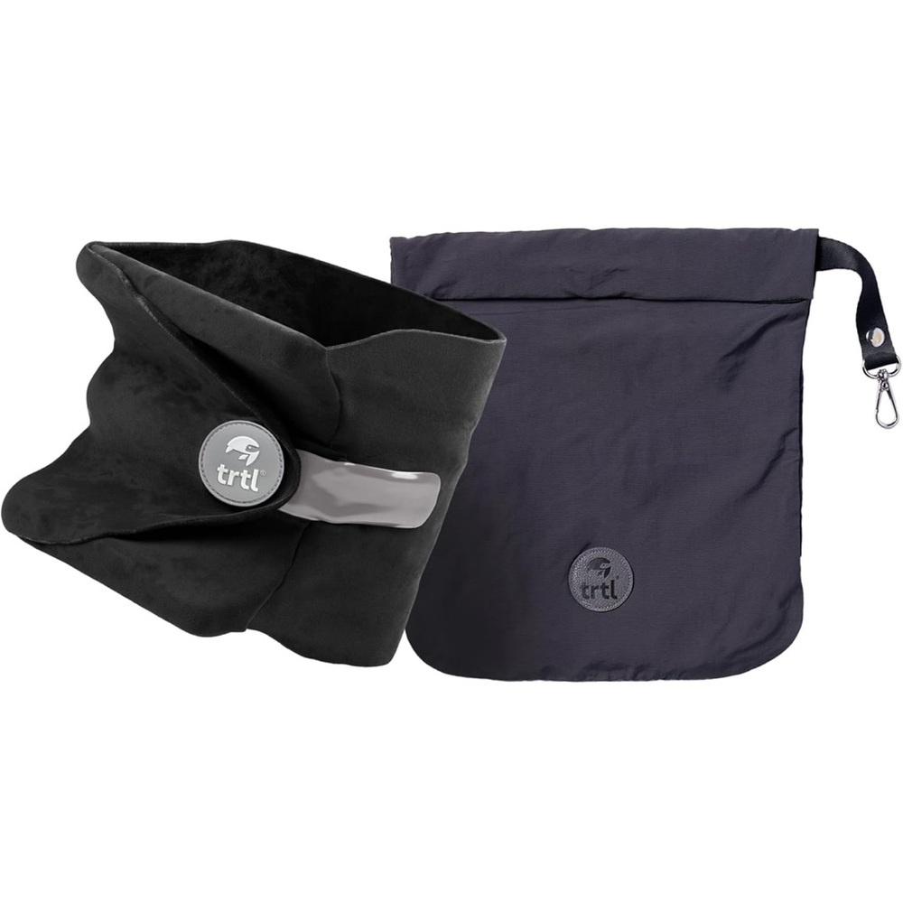 Black Travel Pillow and Bag Set